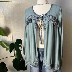 Boho embroidered kimono jacket